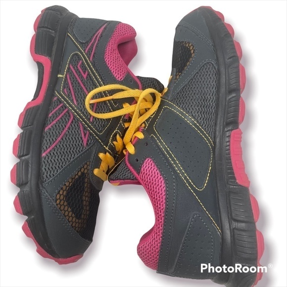 Reebok Record Finish RS Trail Running Shoes | Size 7 | Black/Pink/Yellow - Picture 3 of 8